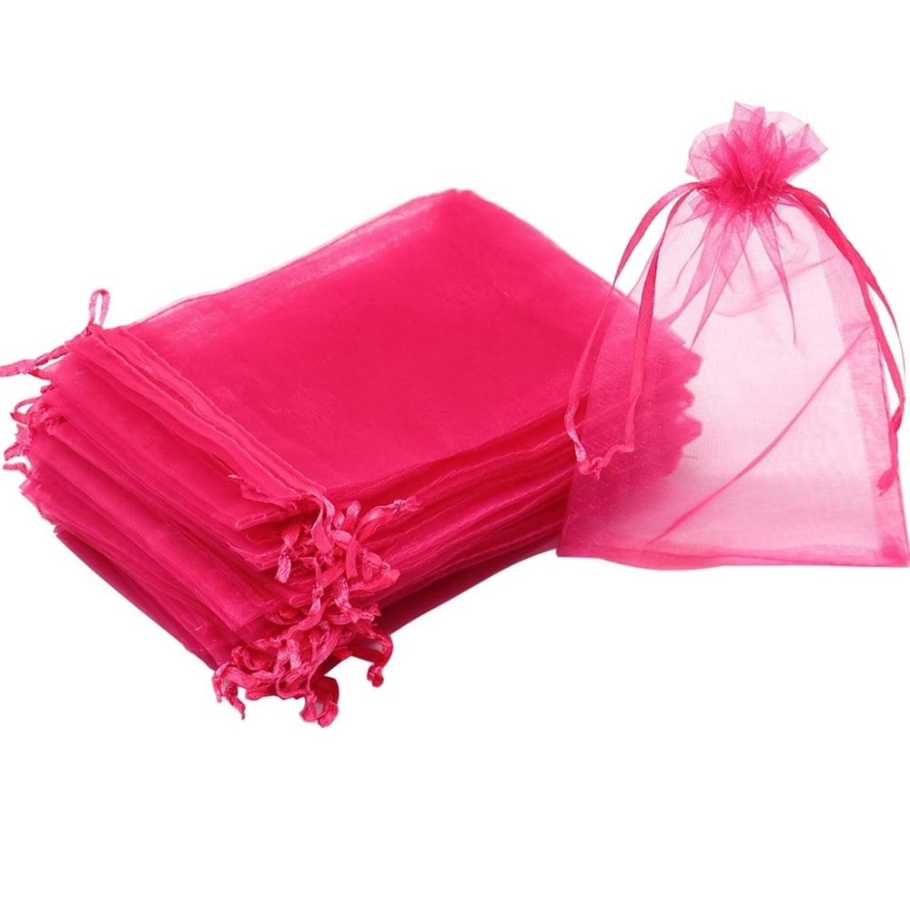 Hot Pink Organza Bags, Party Favor Pouch, Jewelry Bag, Sample Bag, Drawstring